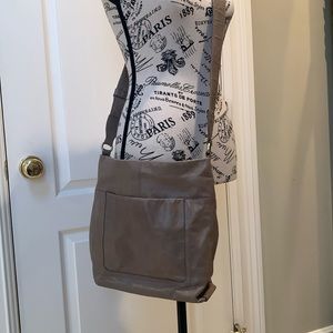 Everyday Taupe Leather Crossbody Bag